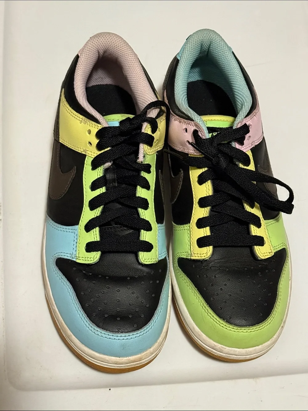 Nike Kids Low-Top Dunks in Black, Pastel Pink, Yellow, Green & Blue